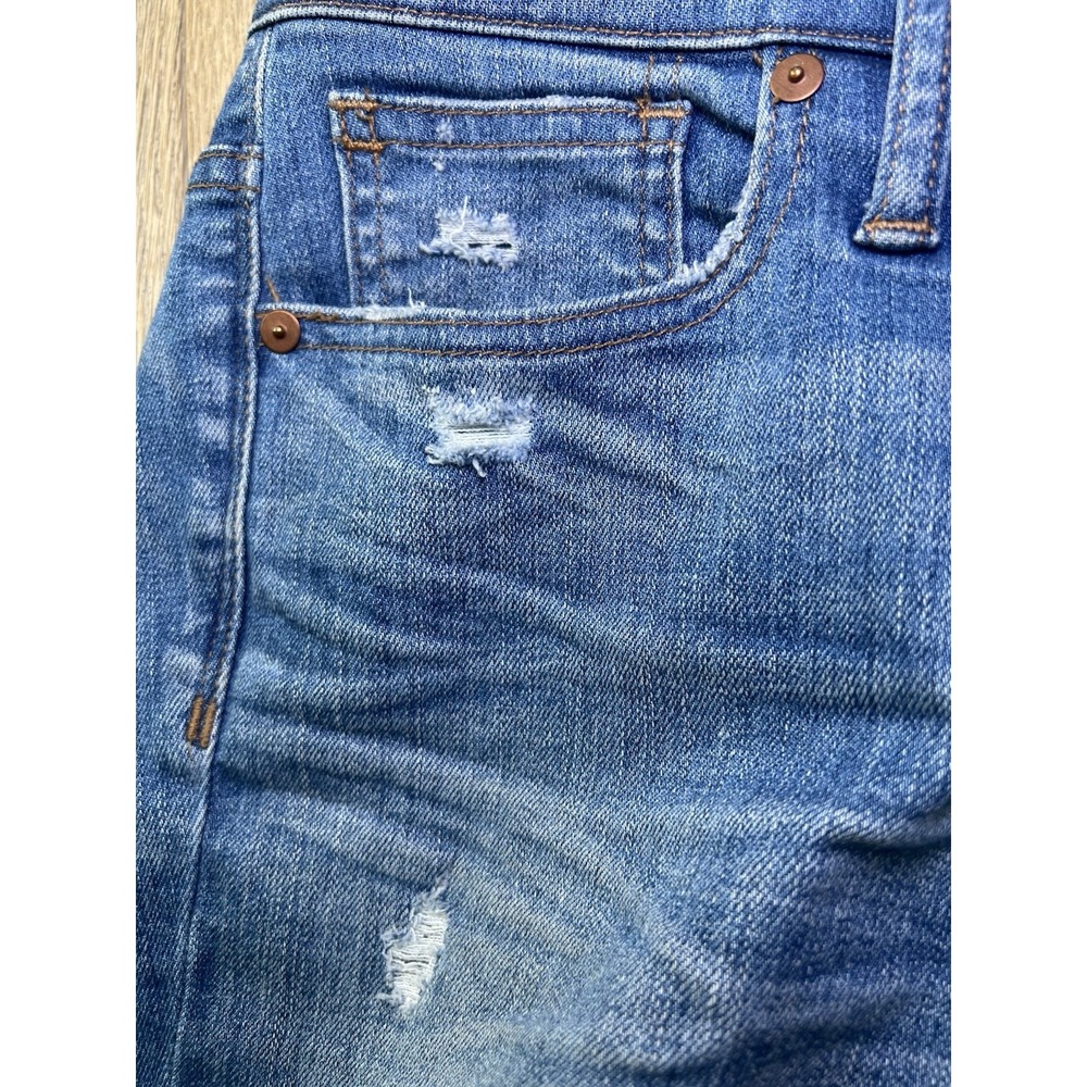 Madewell Women's Blue Denim Distressed Skinny Jeans, Size 28, High-Rise, 9" - Picture 4 of 11